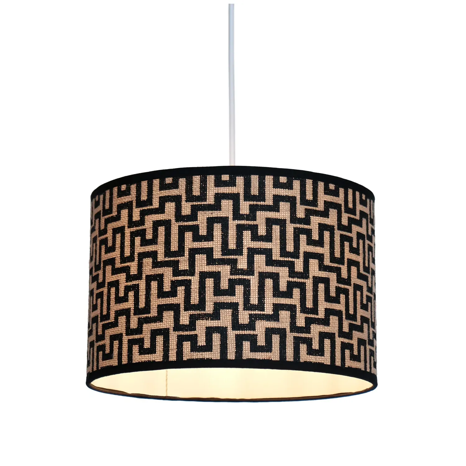 Malin Geometric Lamp Shade - Black and Natural