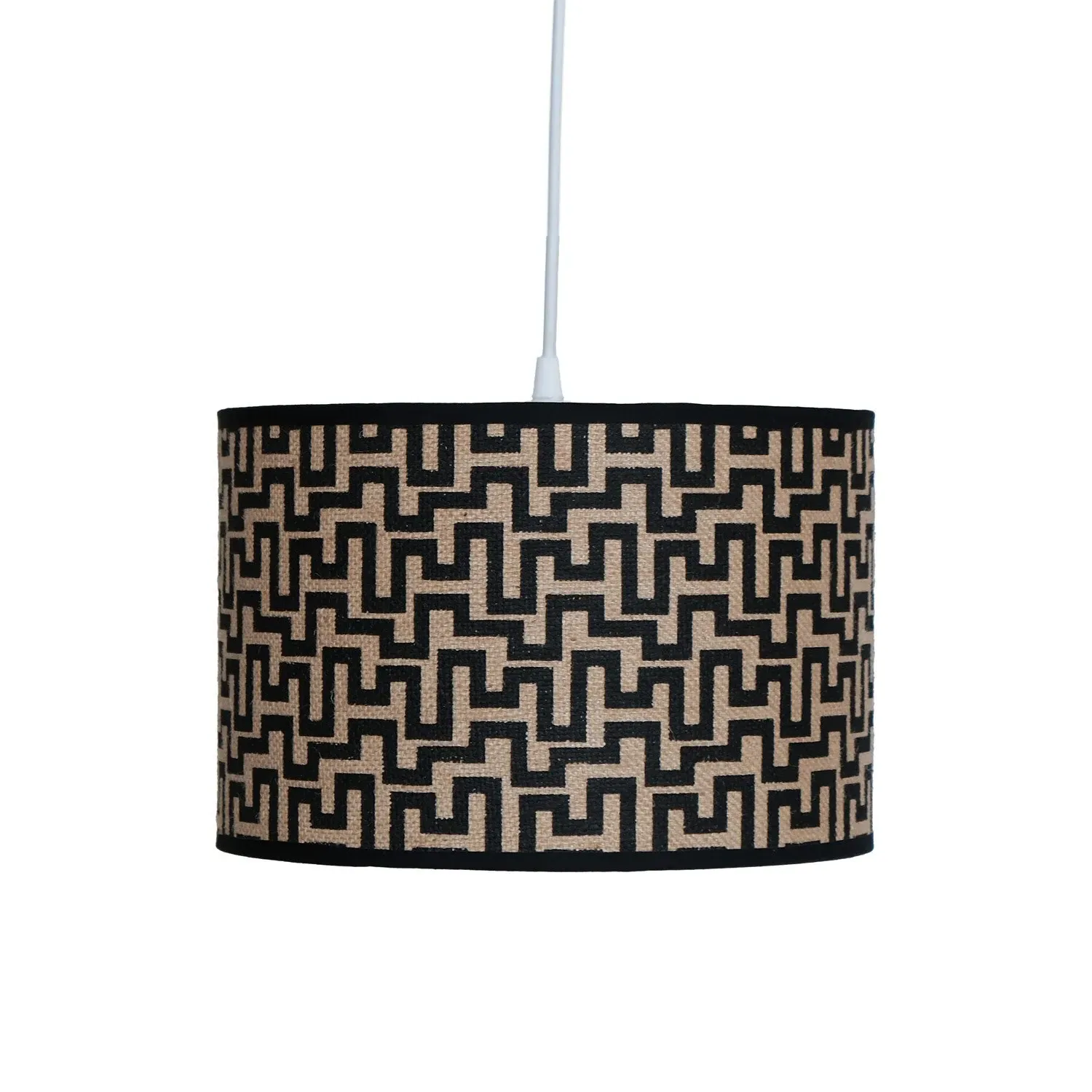 Malin Geometric Lamp Shade - Black and Natural image