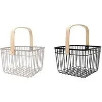 Malmo Mesh Storage Basket with Wooden Handle - Assorted