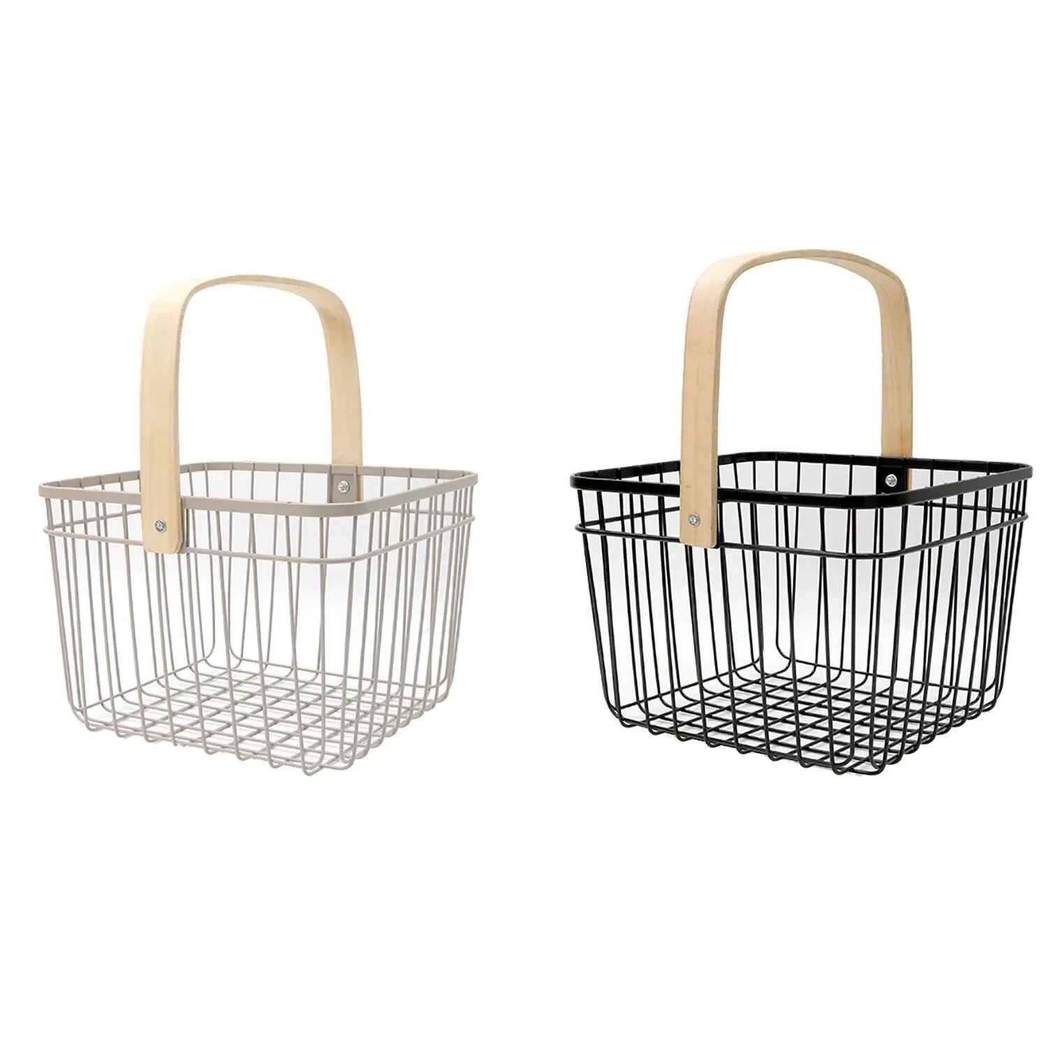 Malmo Mesh Storage Basket with Wooden Handle - Assorted image
