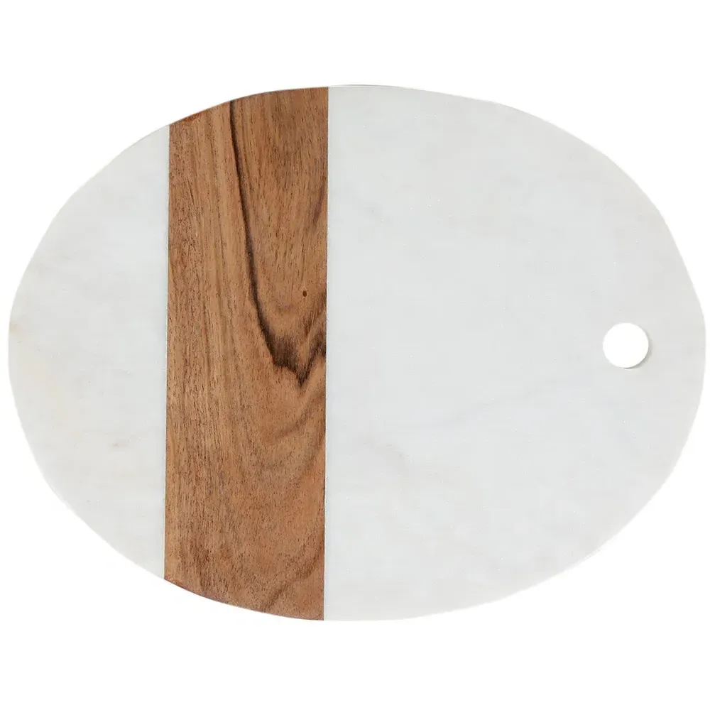 Marble Acacia Cutting Board - White, Marble