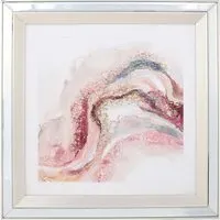 Marble Effect Jewelled Framed Art - Pink
