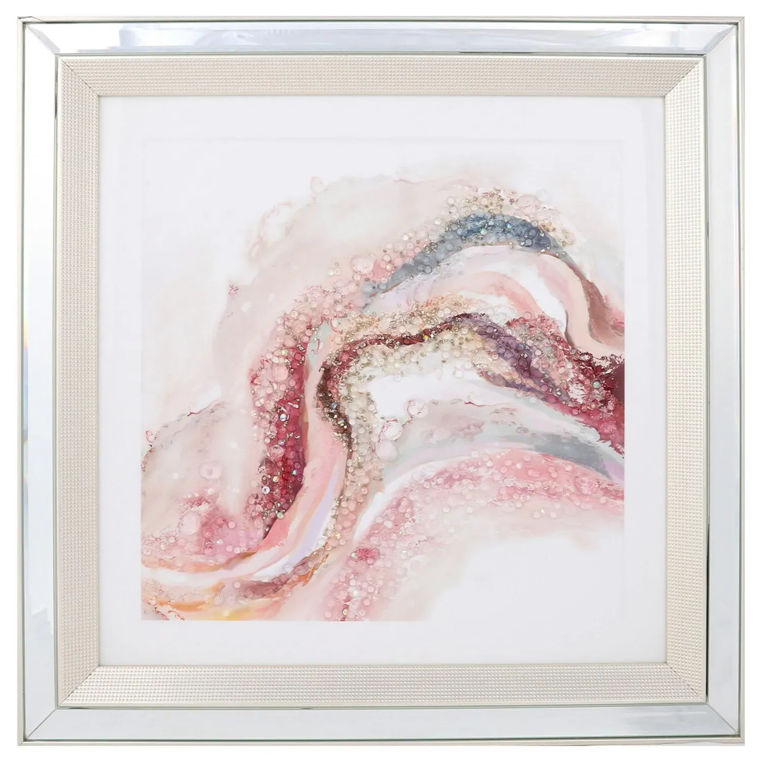 Marble Effect Jewelled Framed Art - Pink image