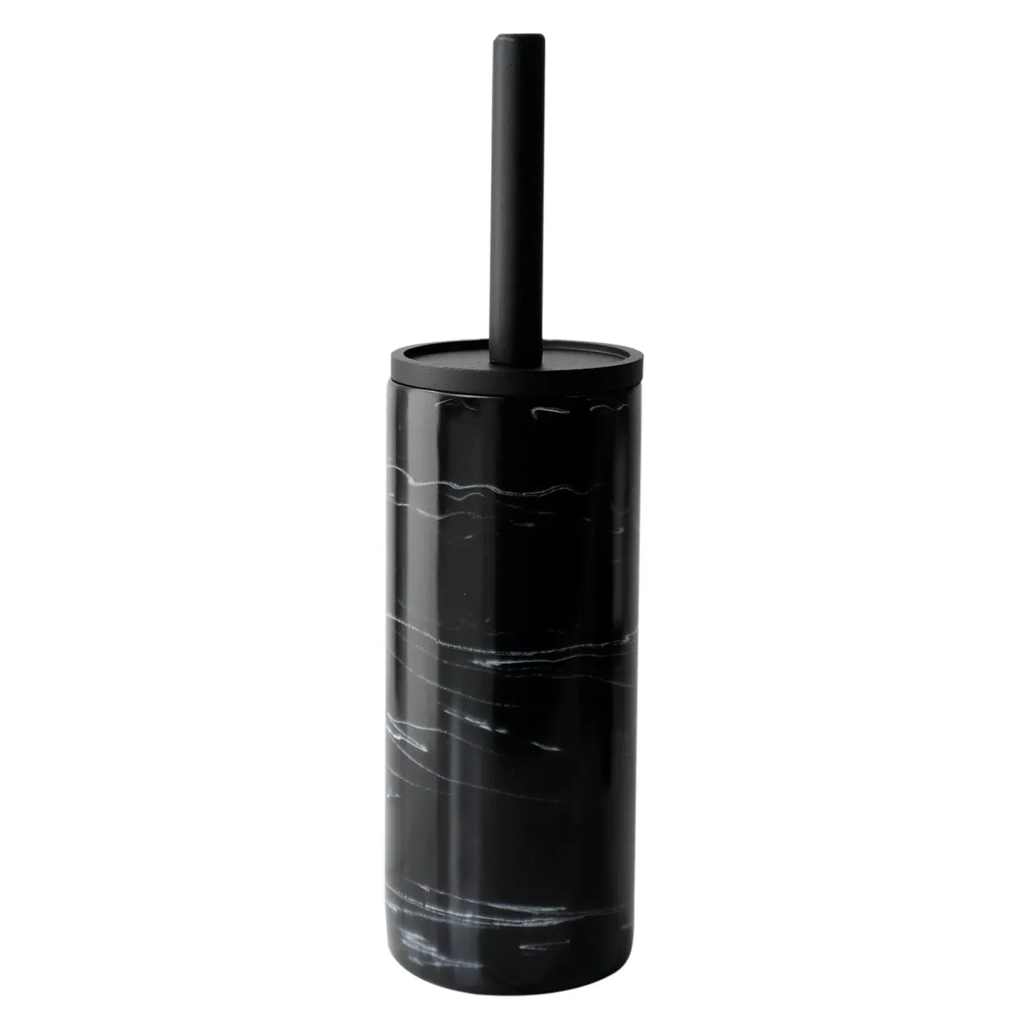 Marble Effect Toilet Brush Holder - Black image