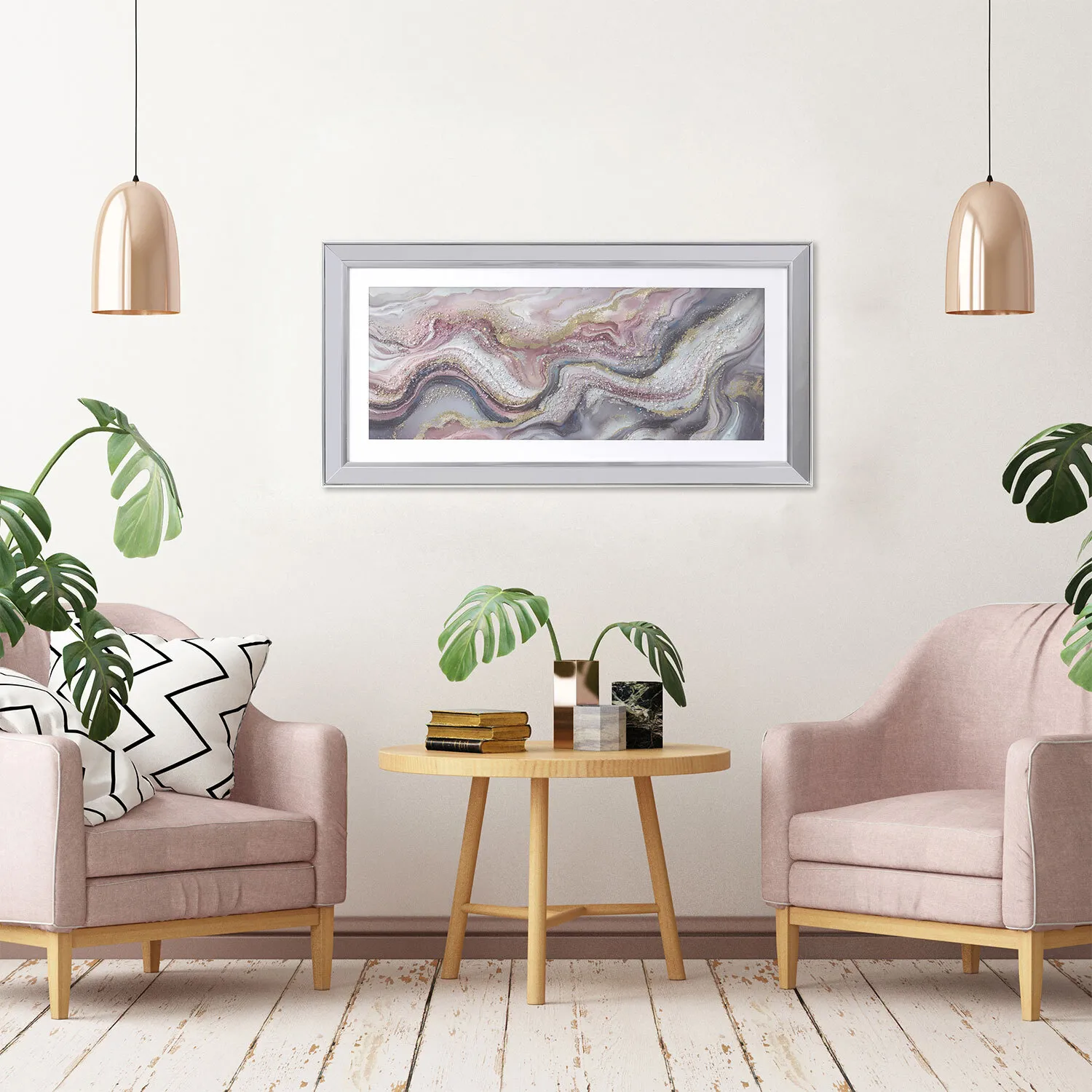 Marble Embellished Wall Art - Blush
