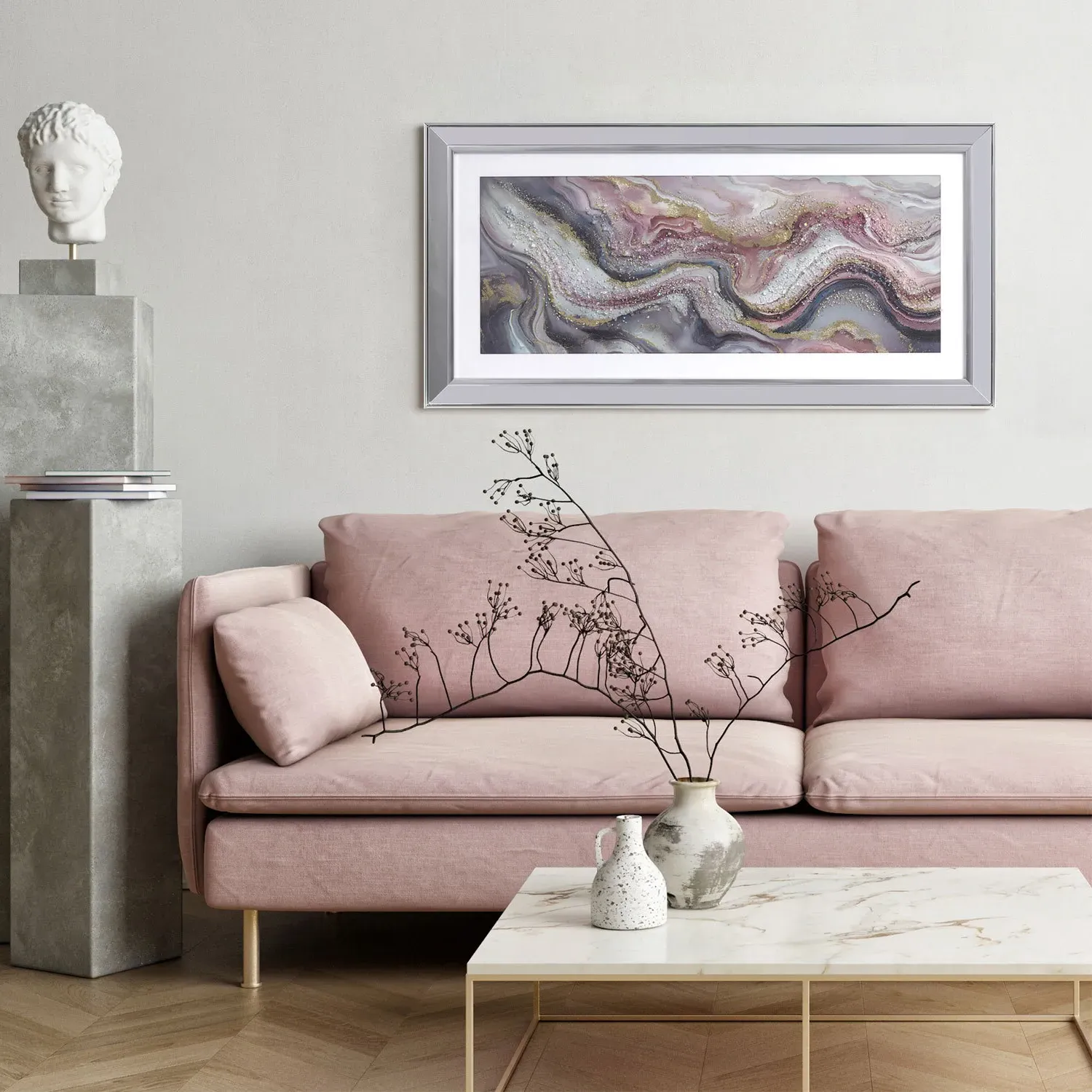 Marble Embellished Wall Art - Blush