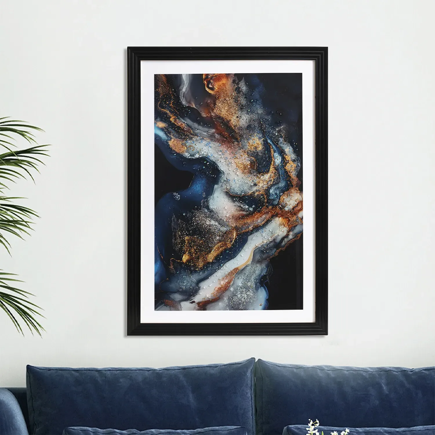 Marble Framed Art - Blue and Gold