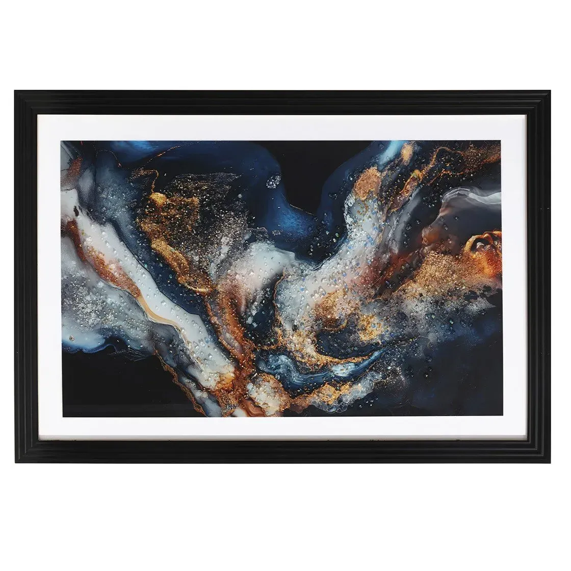 Marble Framed Art - Blue and Gold image