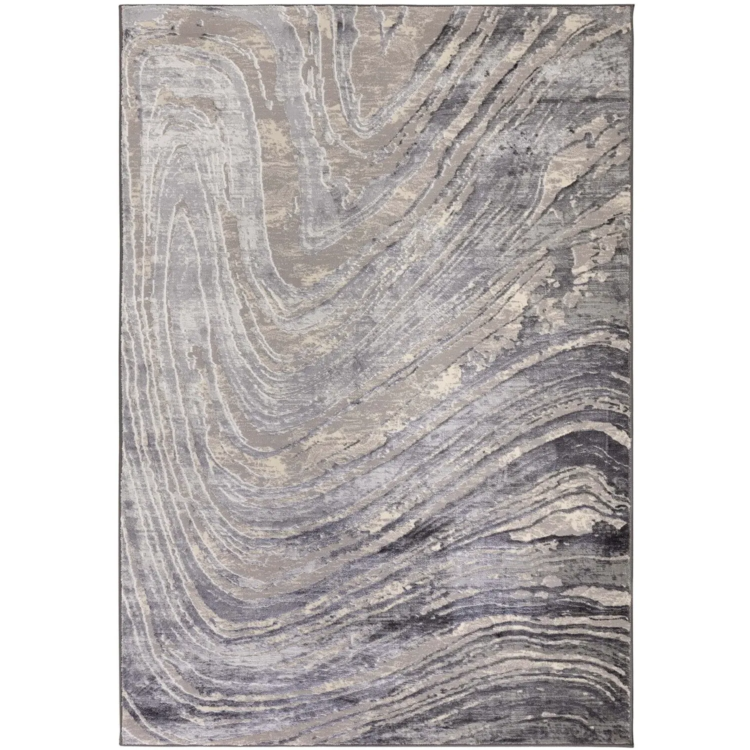 Marble Wave 120cm Rug - Slate Grey