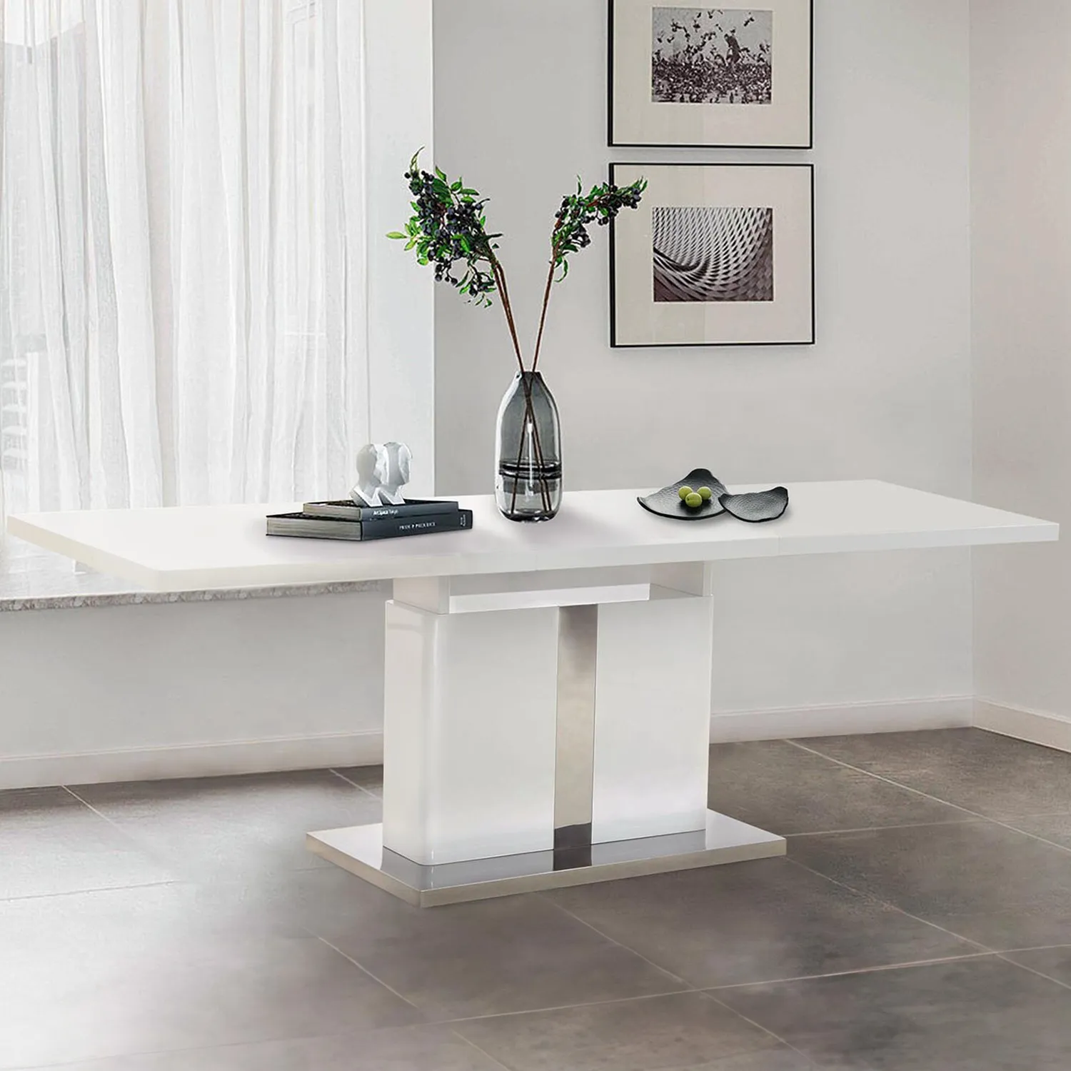 Marcellini 6 Seater Extendable Dining Table - White