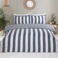 Margate Stripe Double Duvet Set - Blue