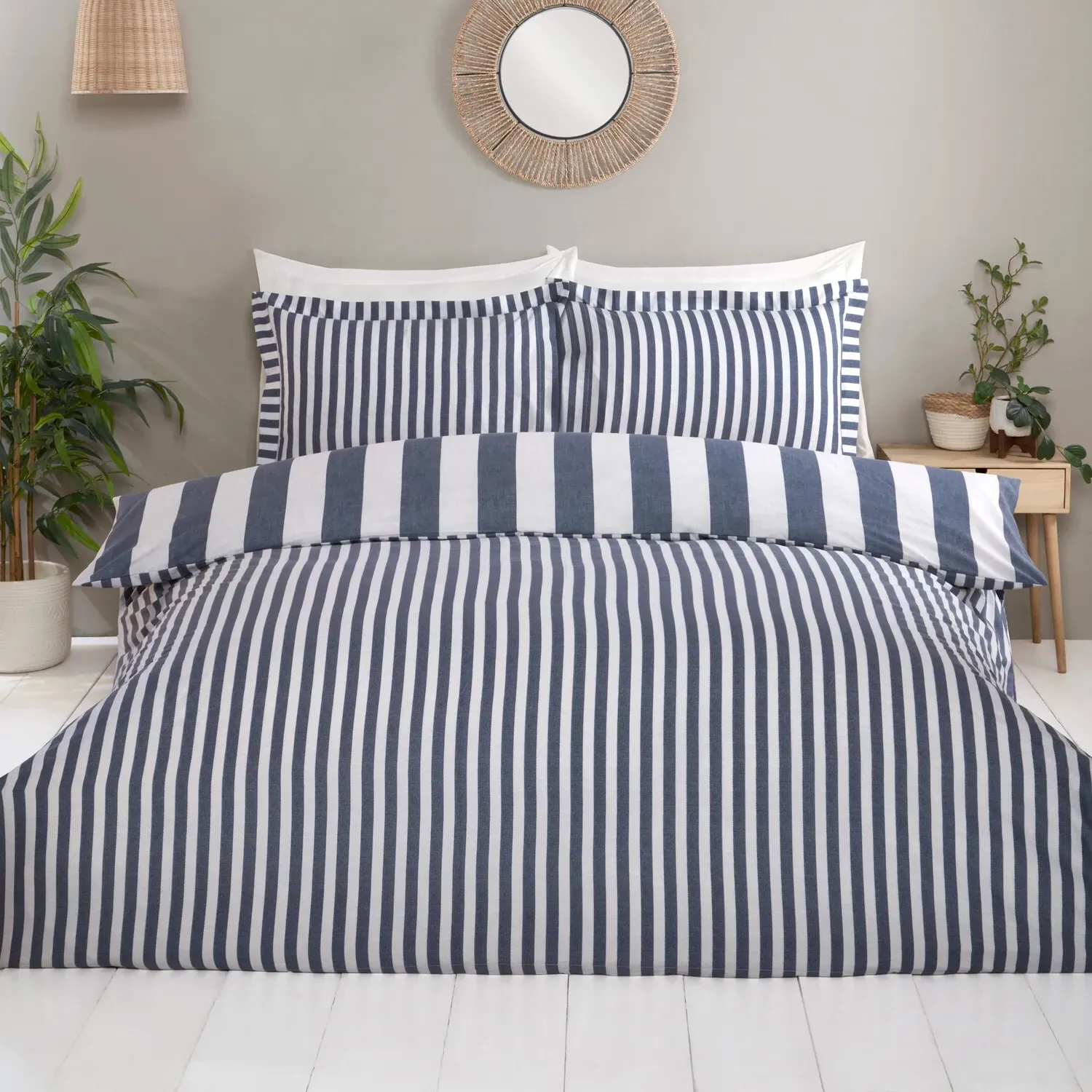 Margate Stripe King Duvet Set - Blue