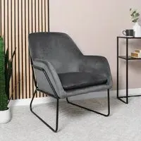 Margot Accent Chair - Grey, Velvet