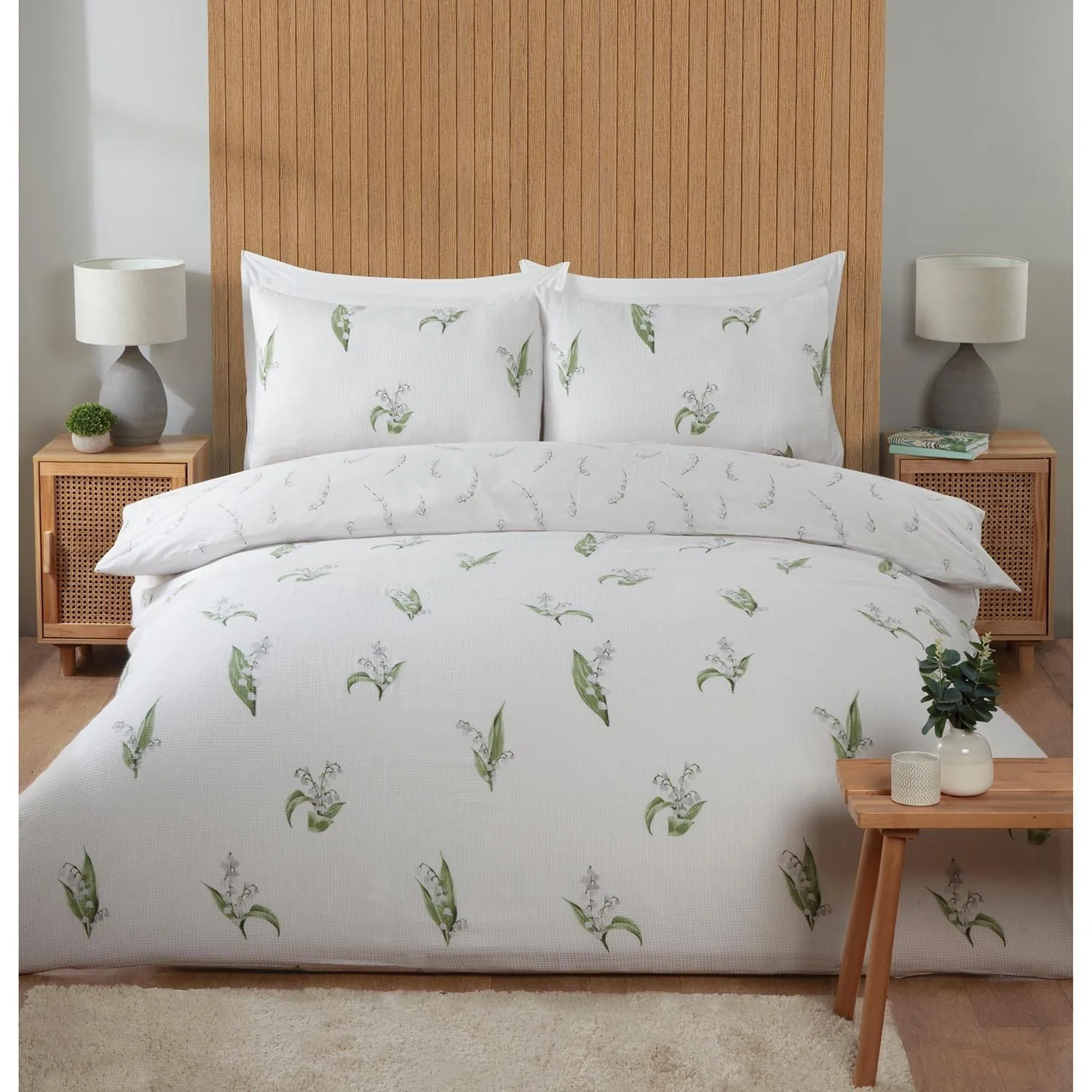 Margot Double Waffle Duvet Cover Set - White image