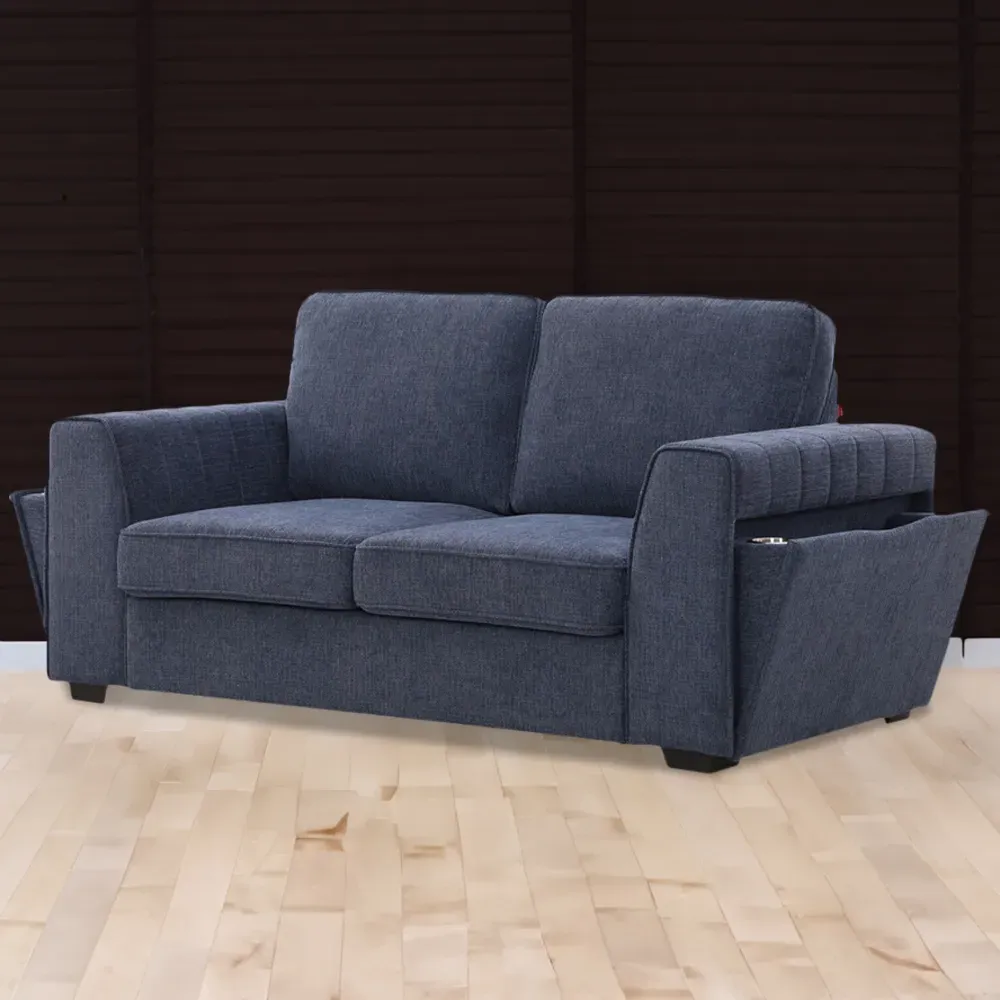Matilda 2-Seater Sofa with Cupholders - Blue