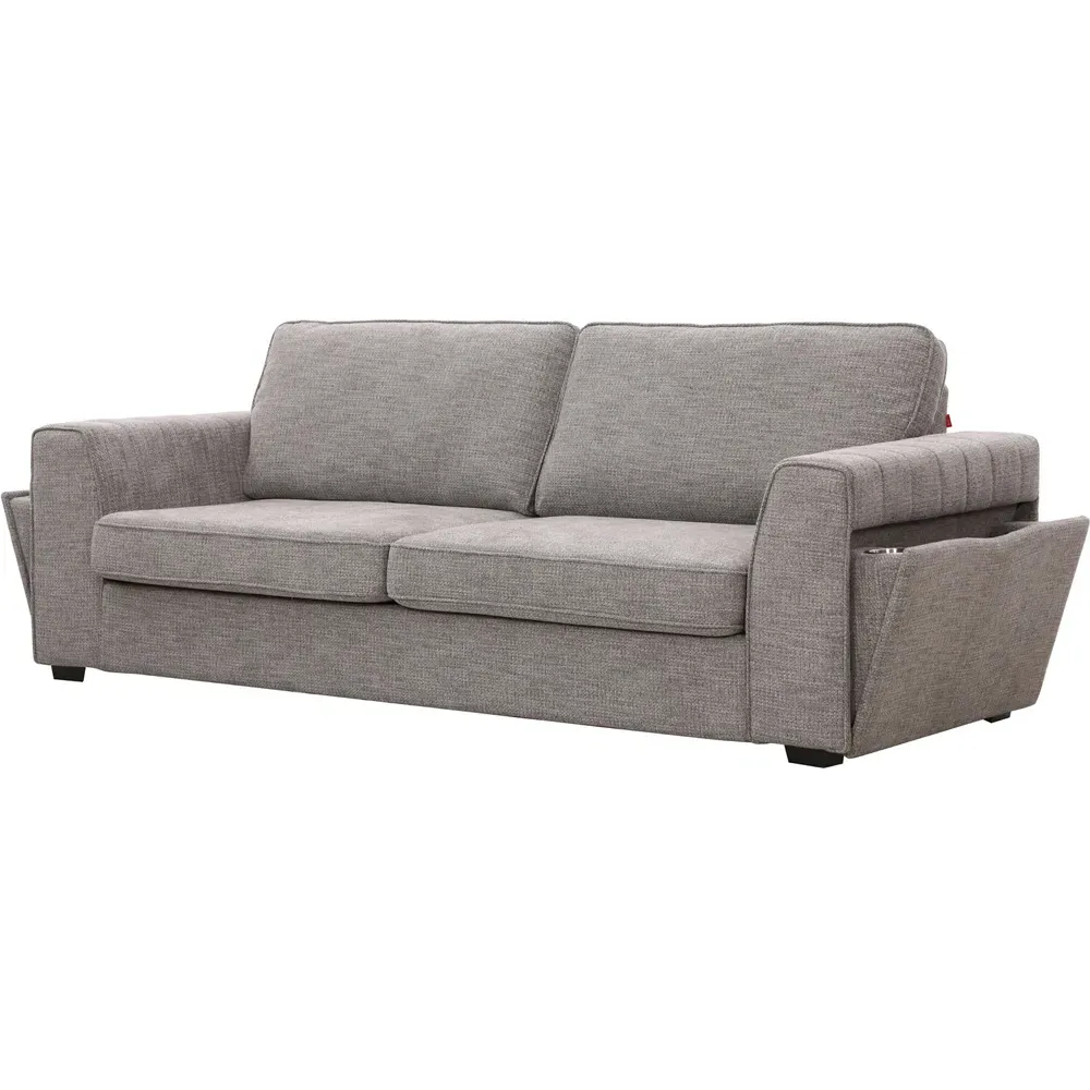 Matilda 3-Seater Sofa with Cupholders - Grey, Fabric