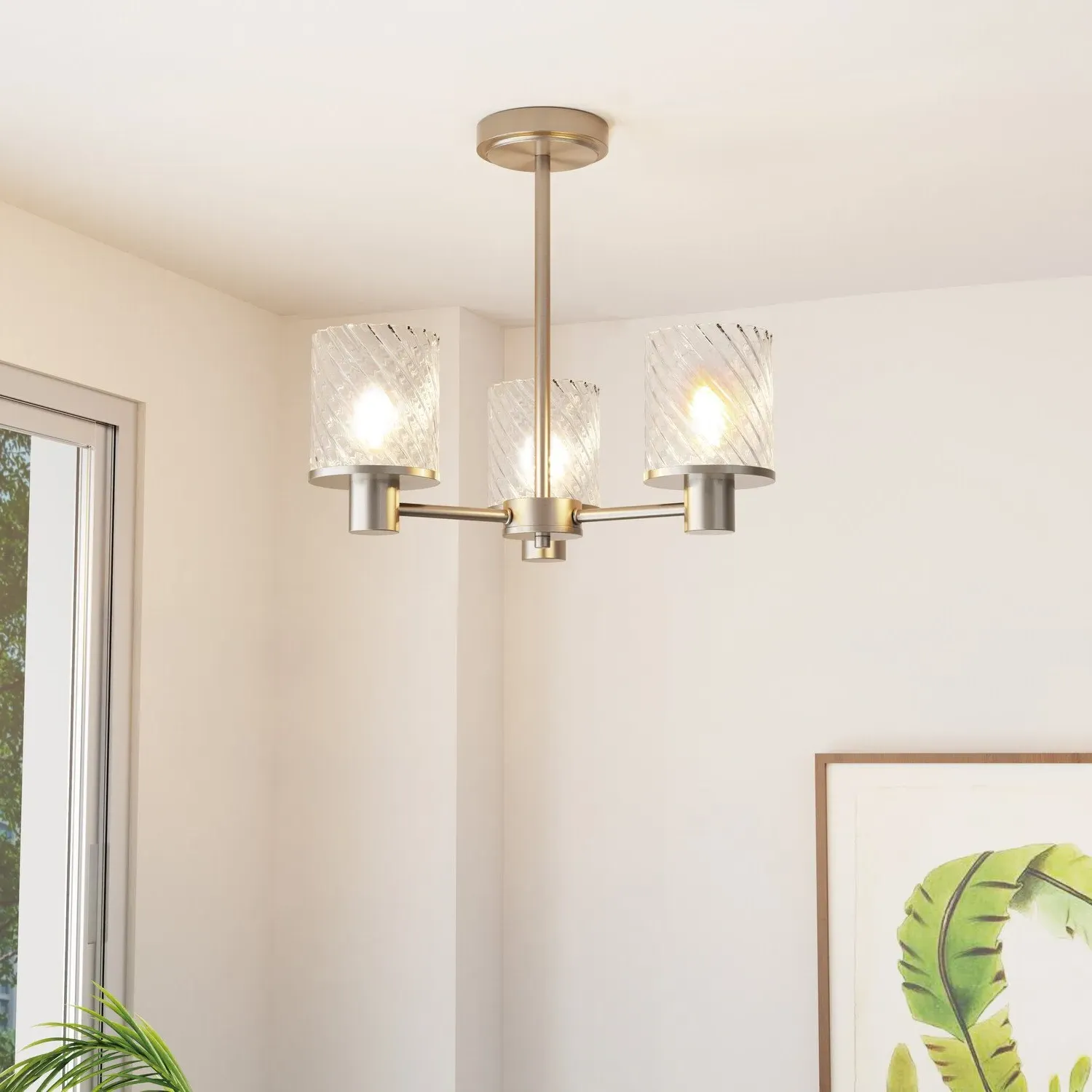 Maven 3 Arm Flush Ceiling Fitting - Brushed Nickel