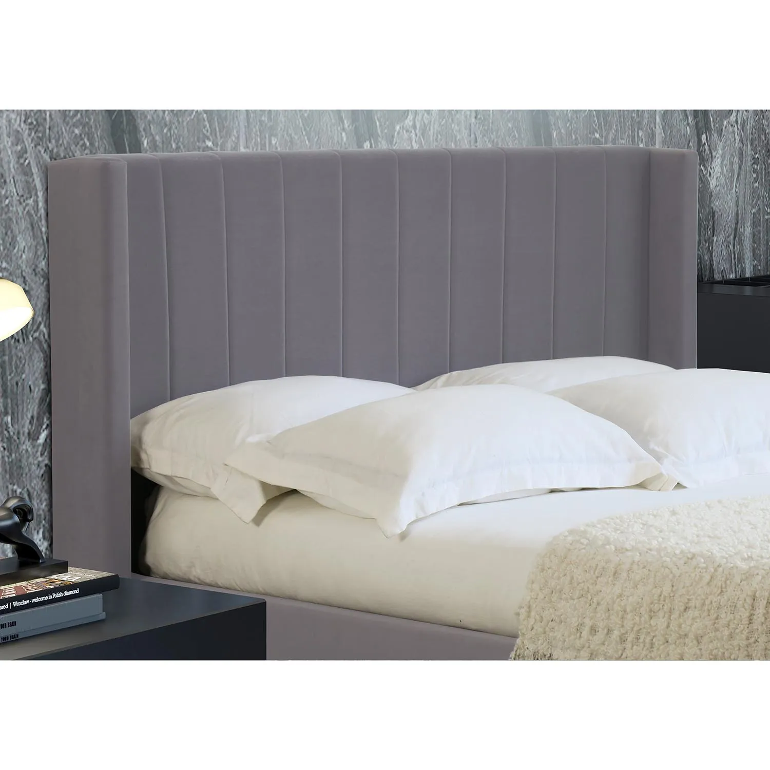 Maya Double Ottoman Storage Bed Frame - Grey, Velvet