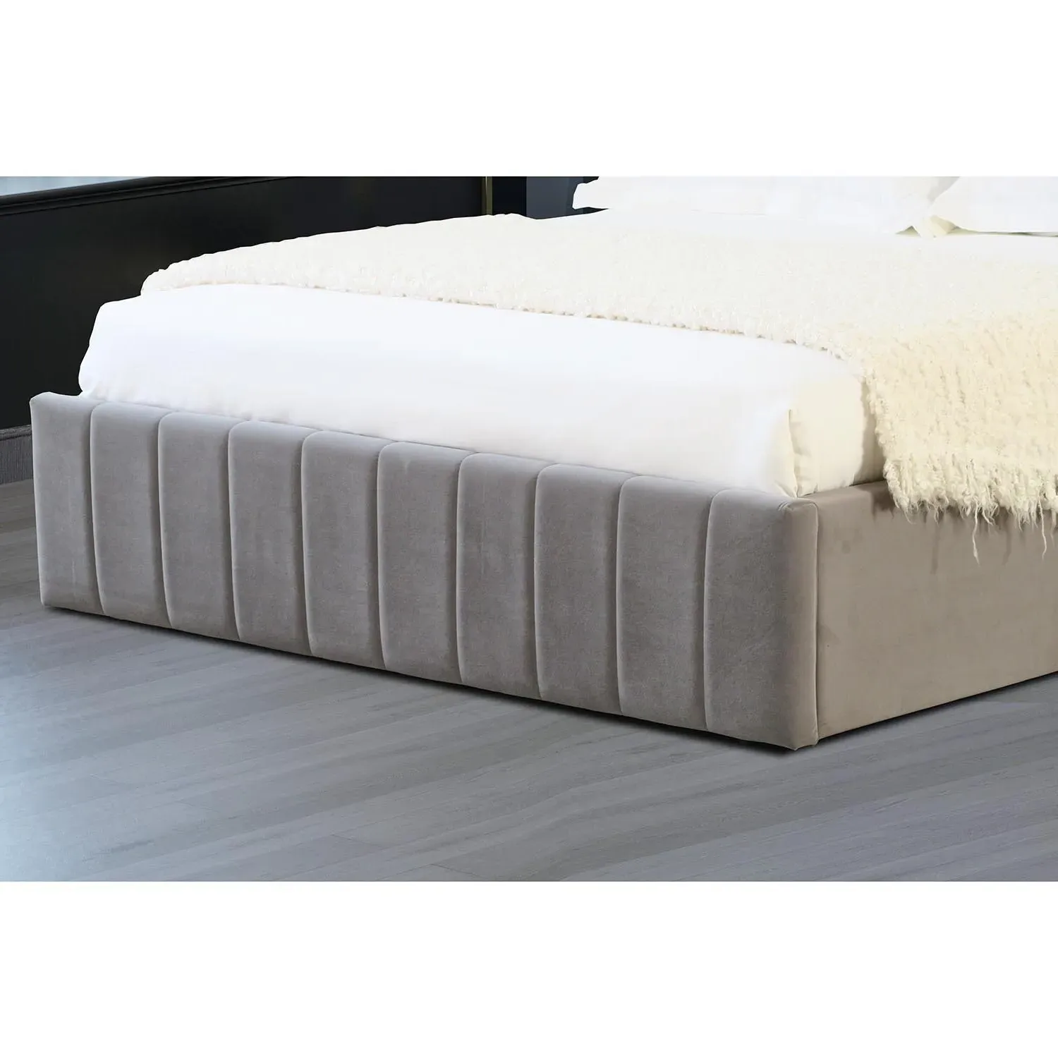Maya Double Ottoman Storage Bed Frame - Grey, Velvet