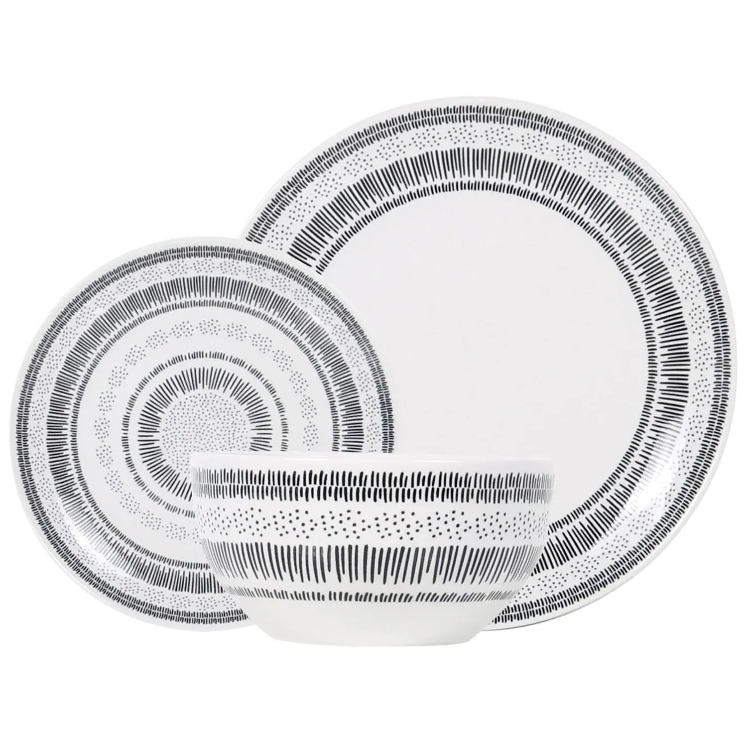 Maya Monochrome 12 Piece Dinner Set image