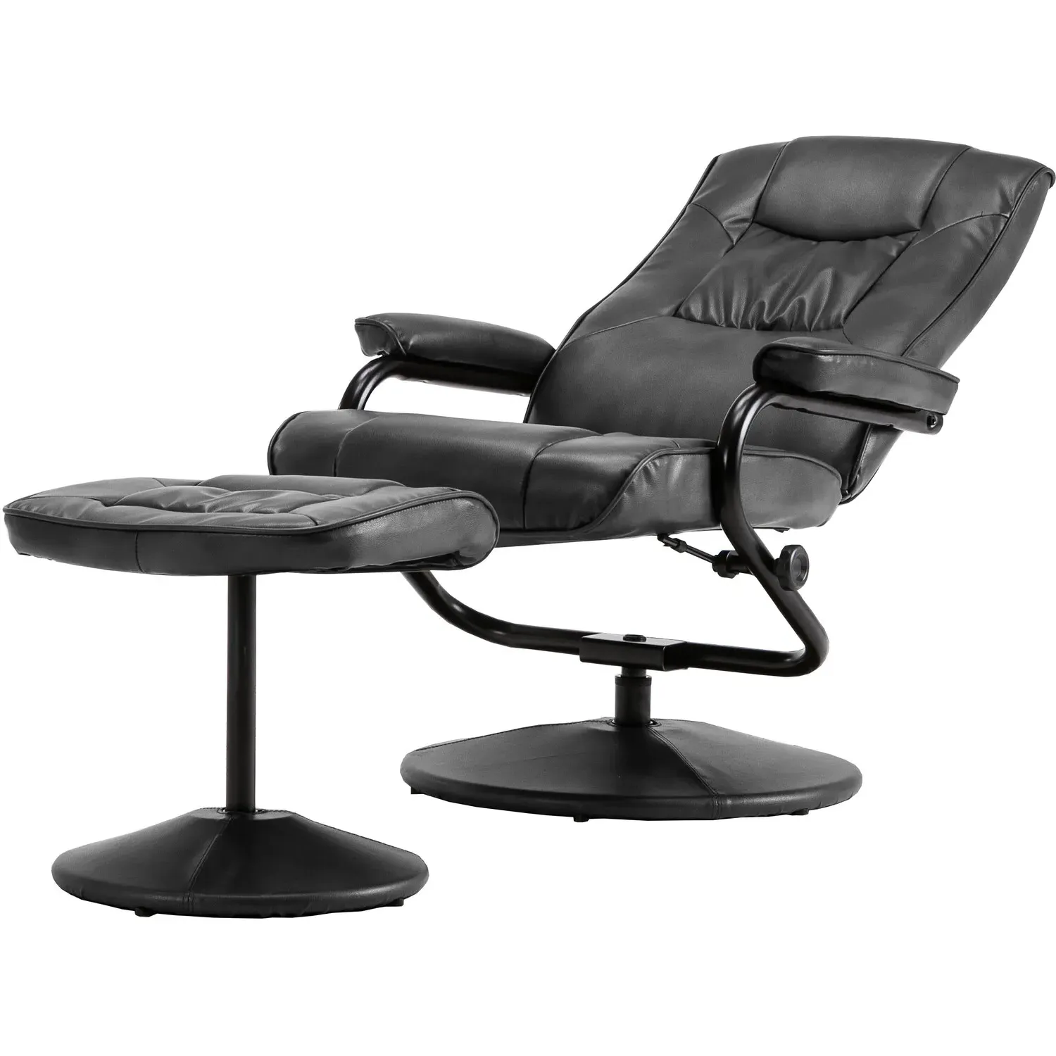 Memphis Swivel Chair with Footstool - Black
