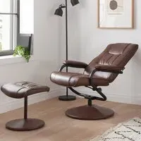 Memphis Swivel Chair with Footstool - Tan