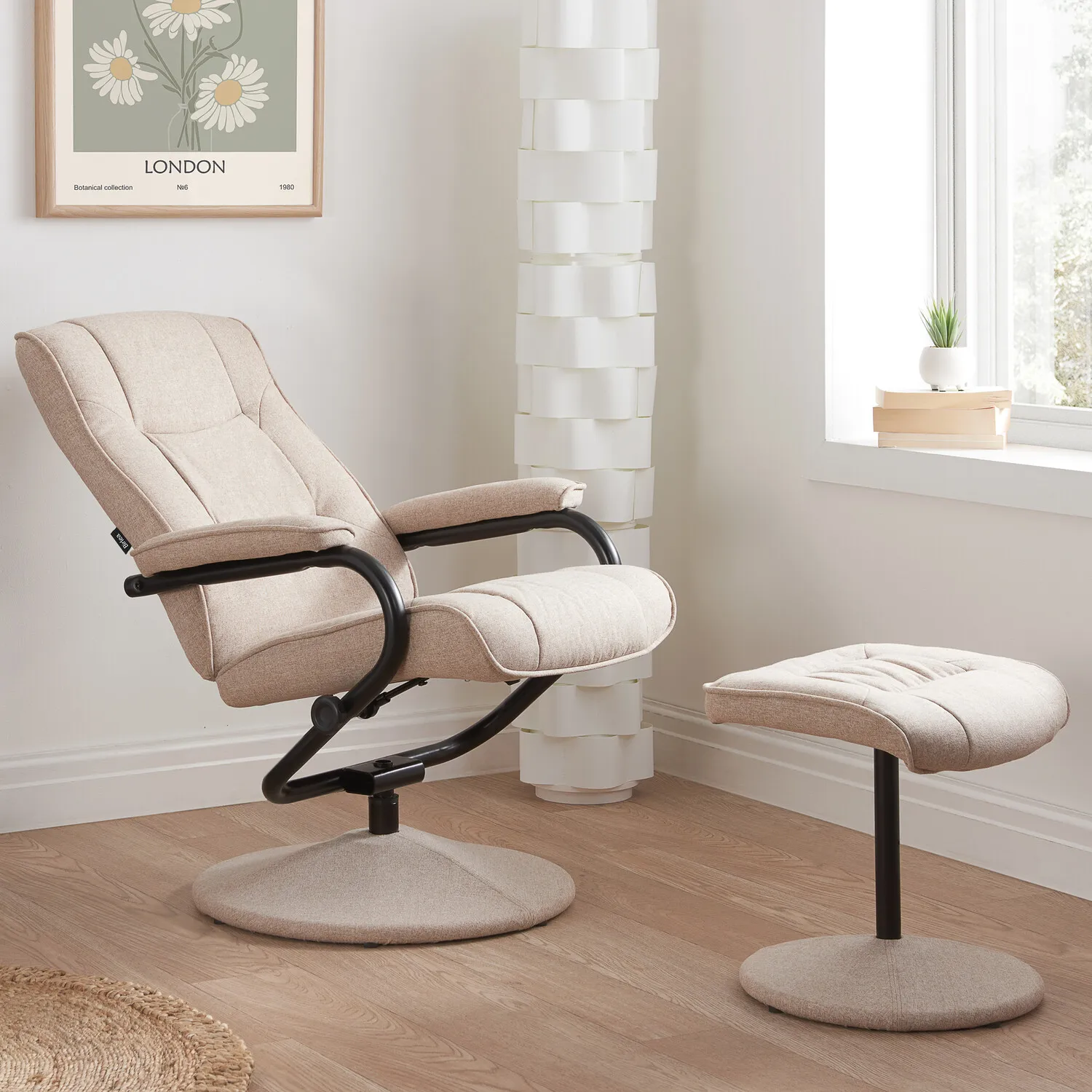 Memphis Swivel Chair with Footstool - Wheat