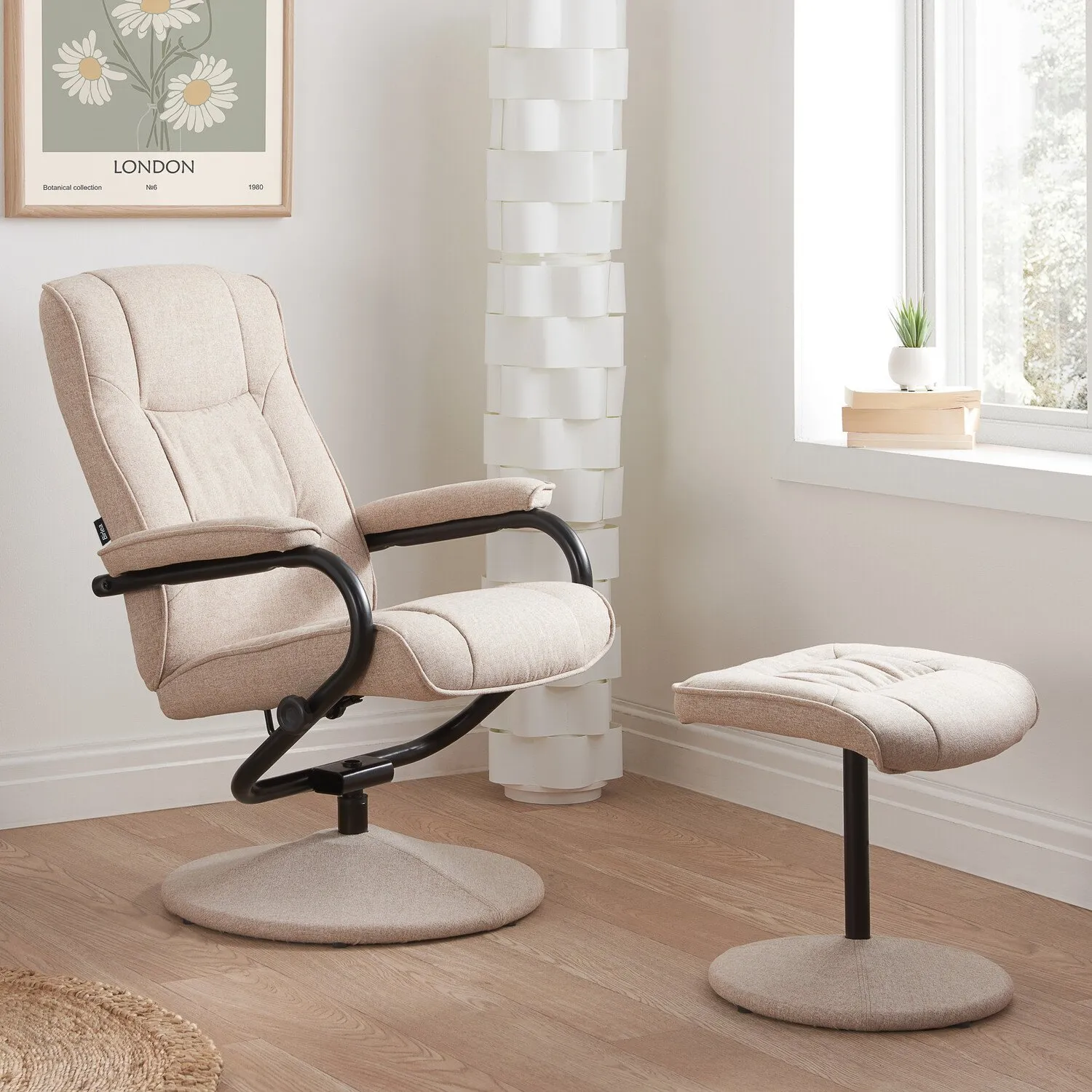 Memphis Swivel Chair with Footstool - Wheat