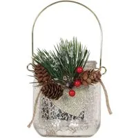 Mercury Tealight Holder with Heart & Pinecone