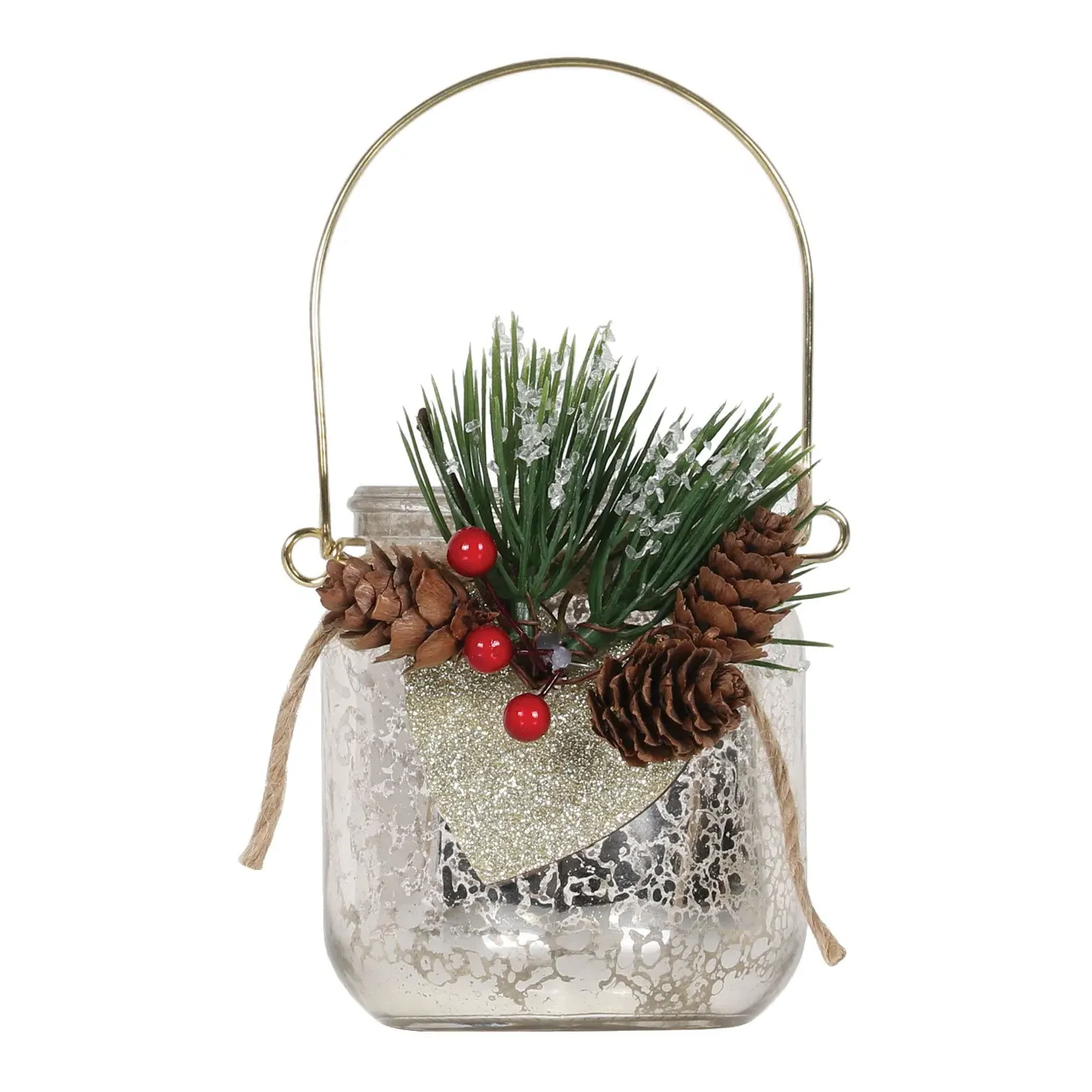 Mercury Tealight Holder with Heart & Pinecone image