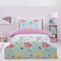 Mermaid Single Duvet Set - Pink, Blue