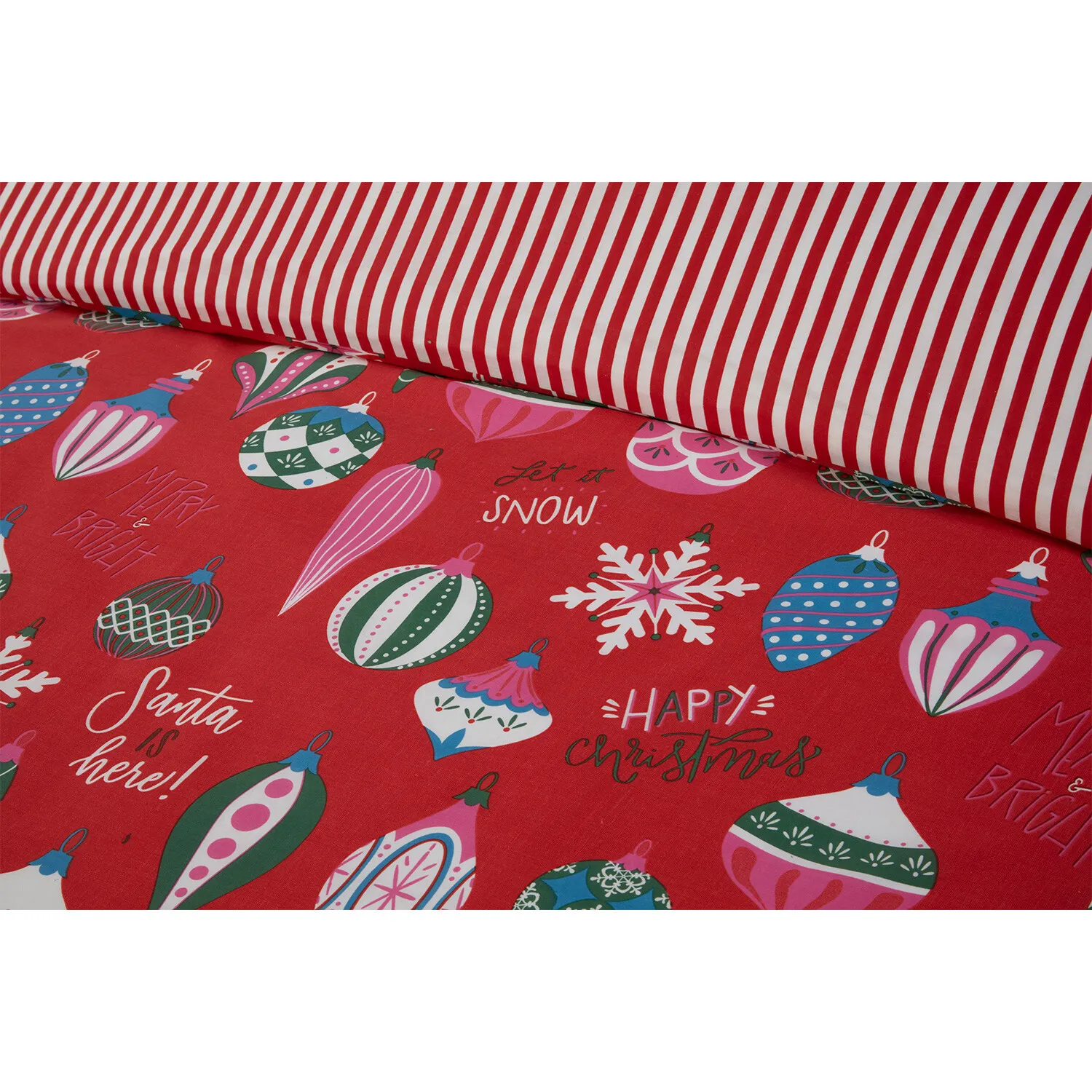 Merry and Bright King Duvet Cover Set - Red, Polycotton