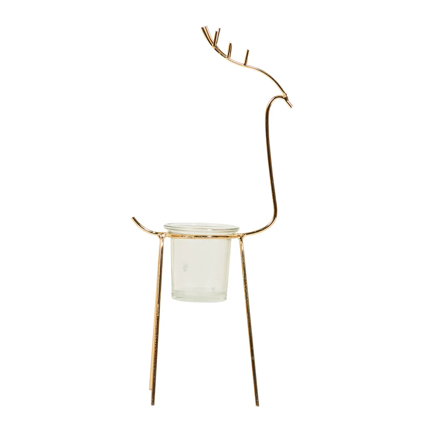 Metal Reindeer Tealight Holder - Gold