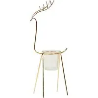 Metal Reindeer Tealight Holder - Gold