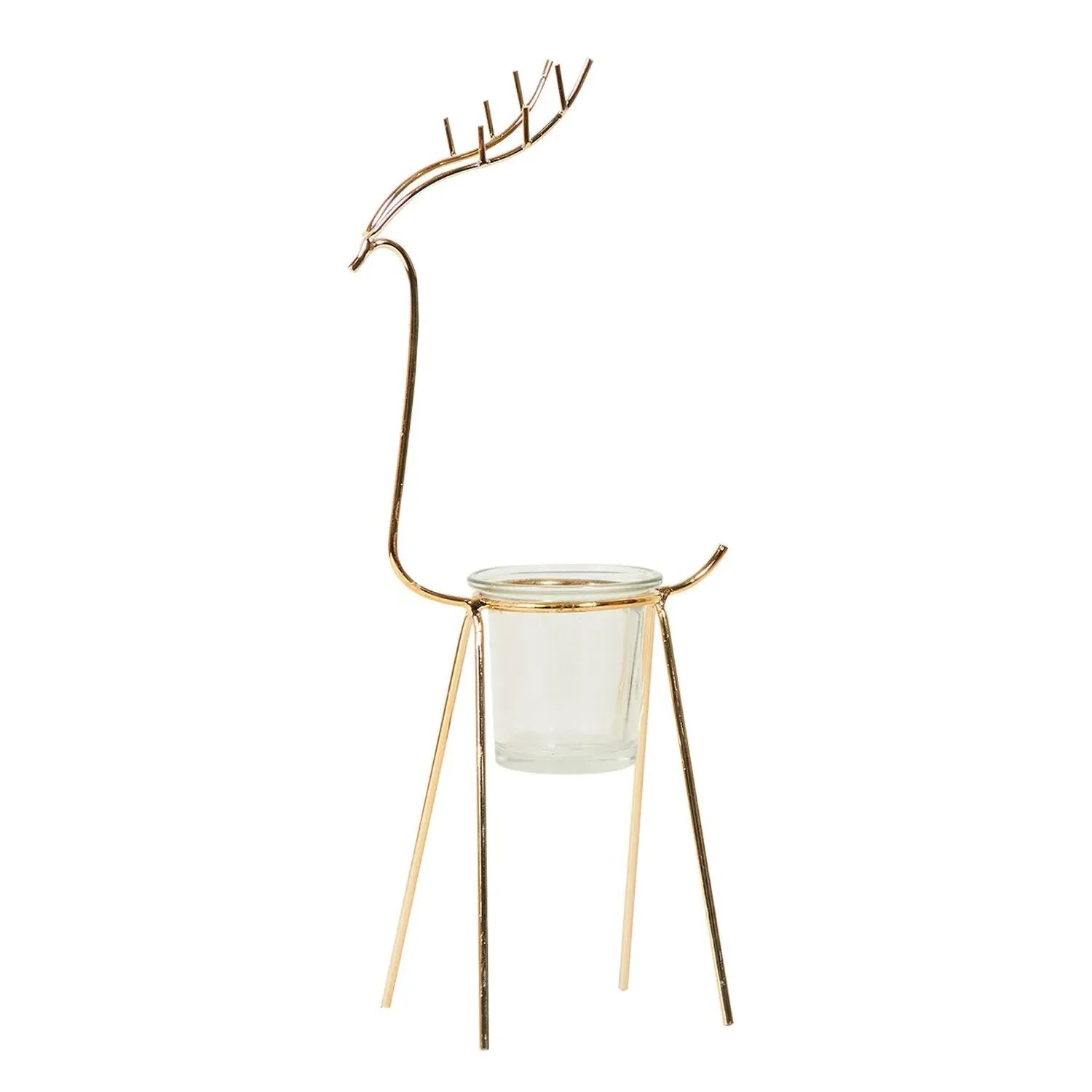 Metal Reindeer Tealight Holder - Gold image
