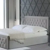 Mia Double Ottoman Bed with Storage - Grey, Velvet