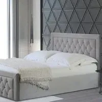 Mia Super King Ottoman Bed with Storage - Grey, Velvet