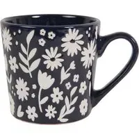 Midnight Flower Wax Resistant Mug - Midnight Blue