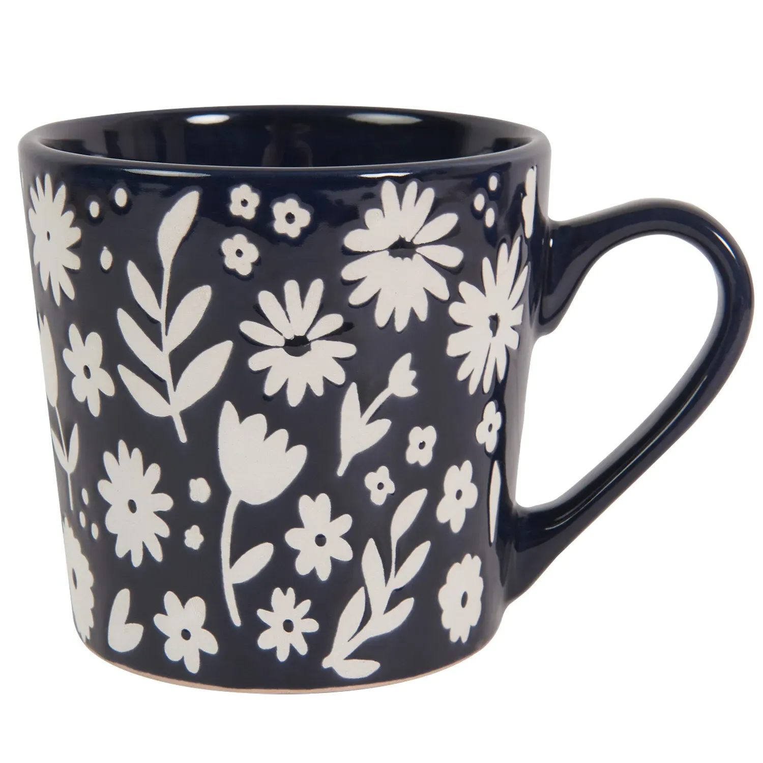 Midnight Flower Wax Resistant Mug - Midnight Blue