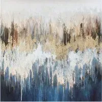 Midnight Foiled Abstract Canvas Wall Art - Gold