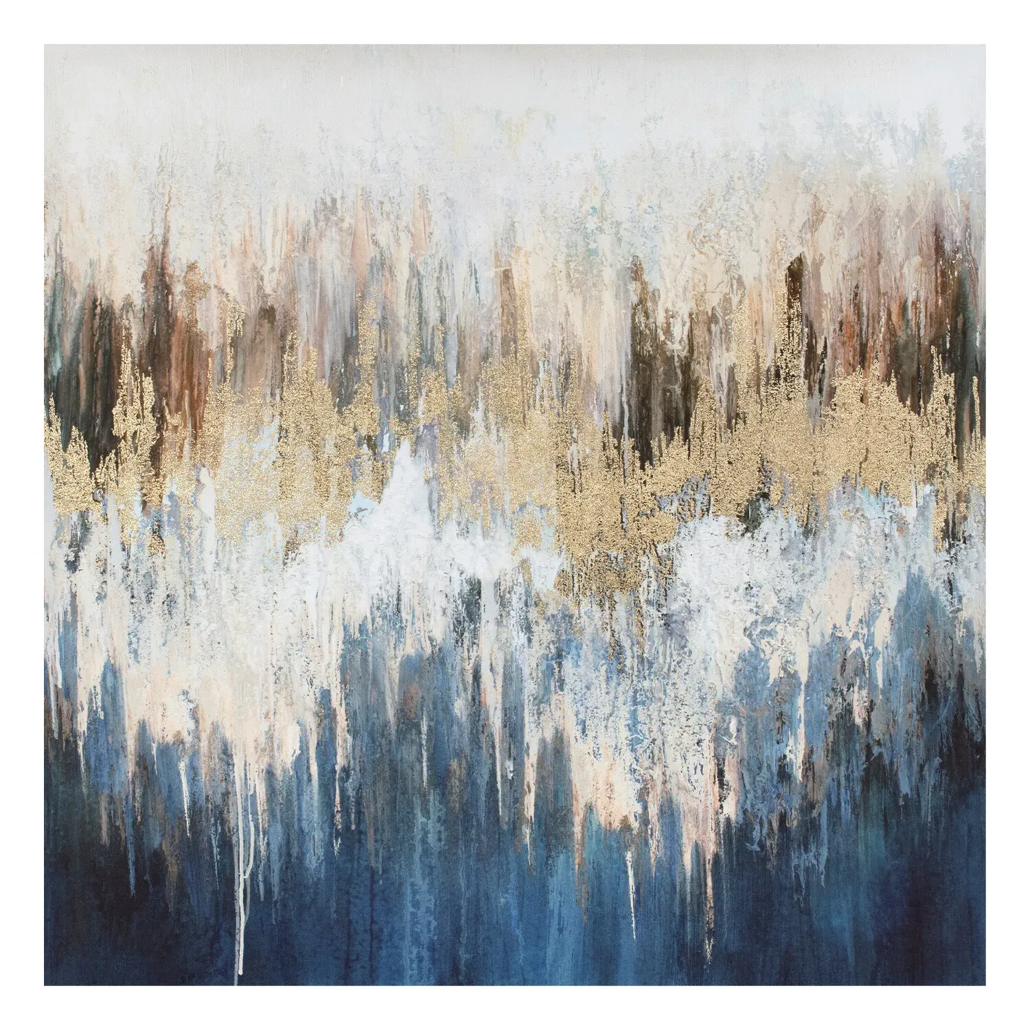 Midnight Foiled Abstract Canvas Wall Art - Gold image