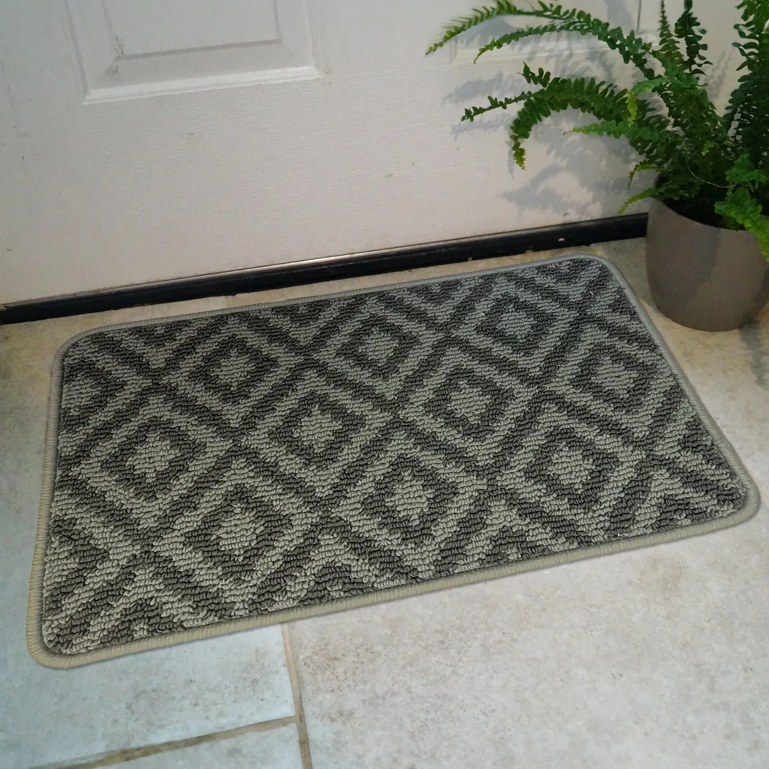 Mighty Mat Geo Loop Washable Mat - Grey