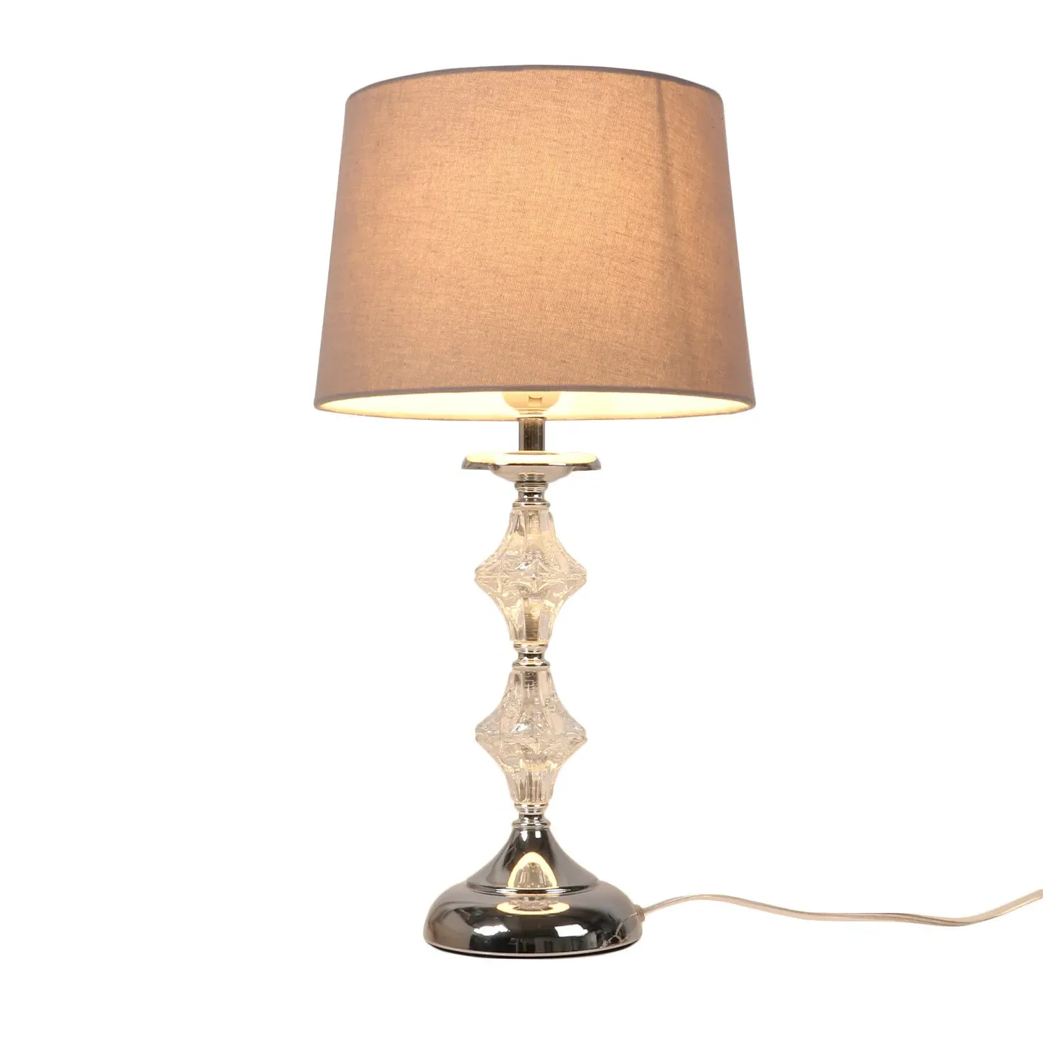 Mila Crystal Table Lamp - Grey, Chrome