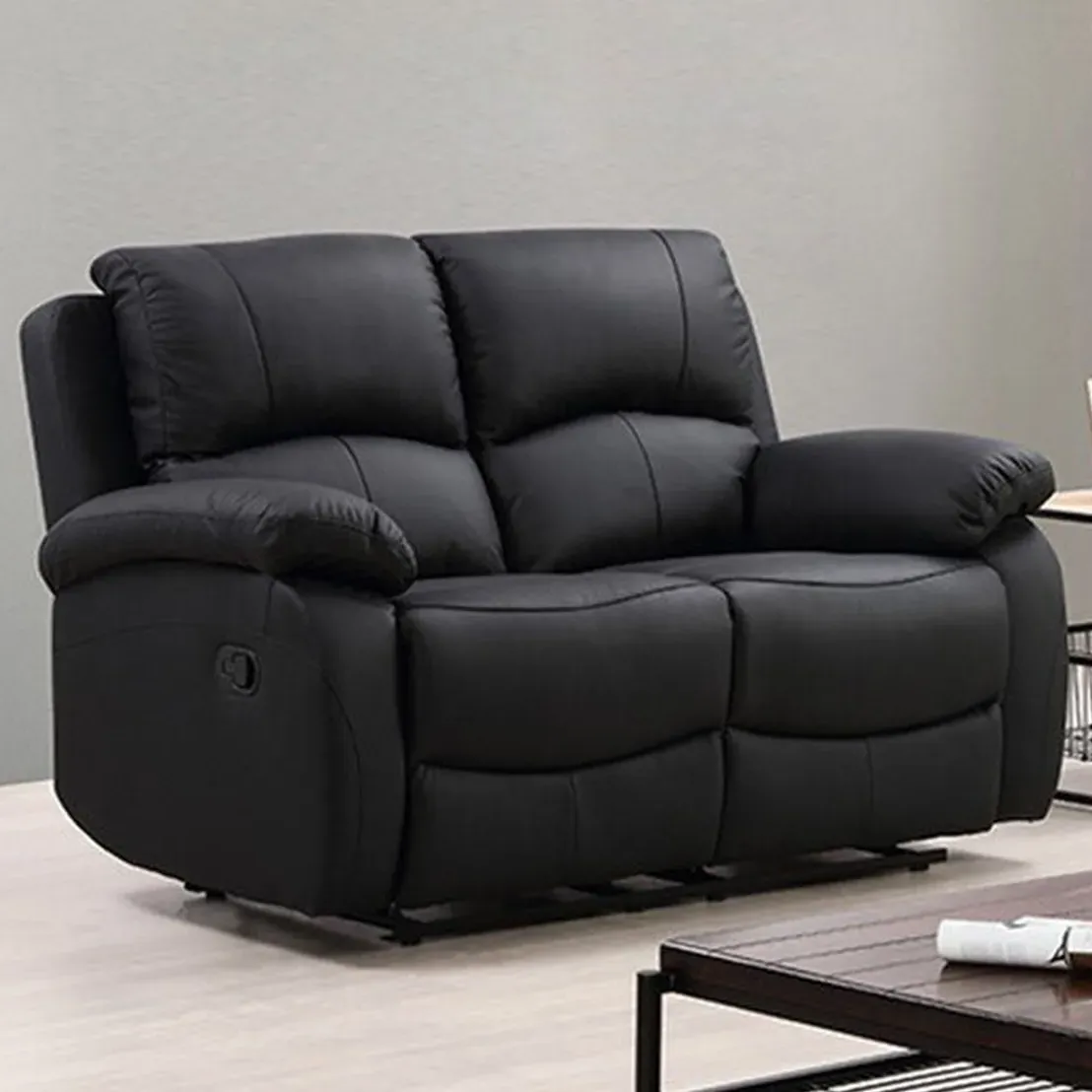 Milano 2-Seater Recliner Sofa - Black, Leather