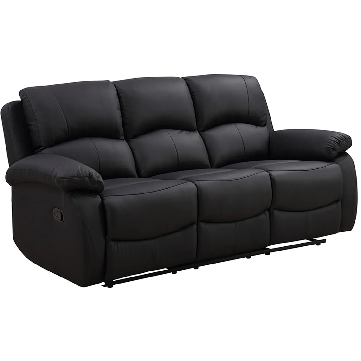 Milano 3-Seater Recliner Sofa - Black, PU Leather