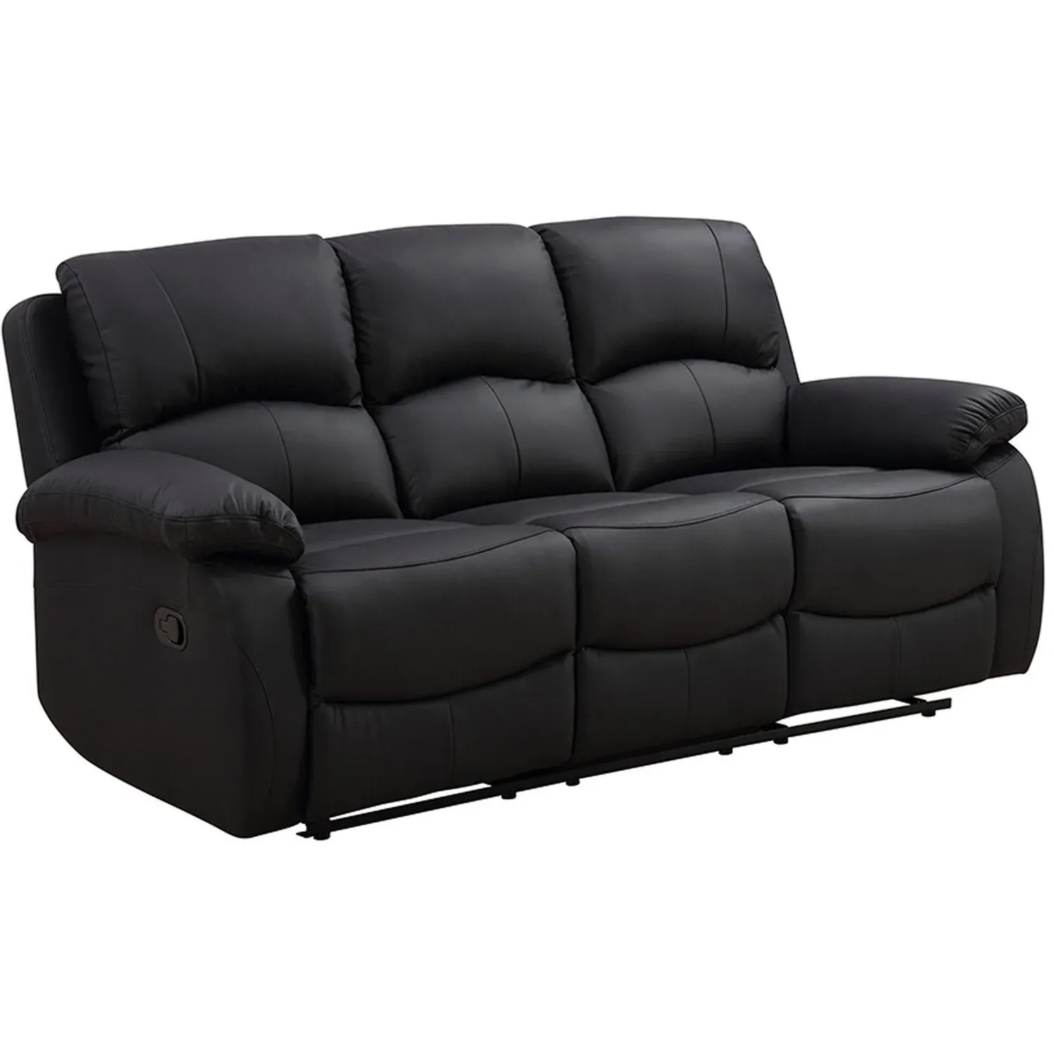 Milano 3-Seater Recliner Sofa - Black, PU Leather