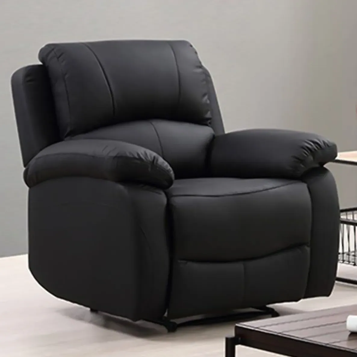 Milano Manual Recliner Chair - Black, PU Leather image