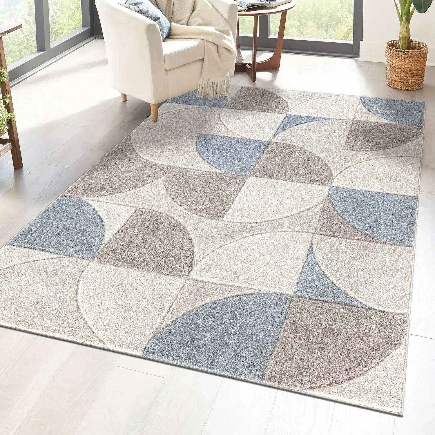 Milano Round Curve Rug 160cm - Natural
