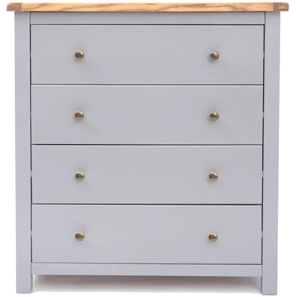 Mirano 4 Drawer Chest of Drawers with Brass Knobs - Grey