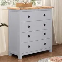 Mirano 4 Drawer Chest of Drawers with Brass Knobs - Grey